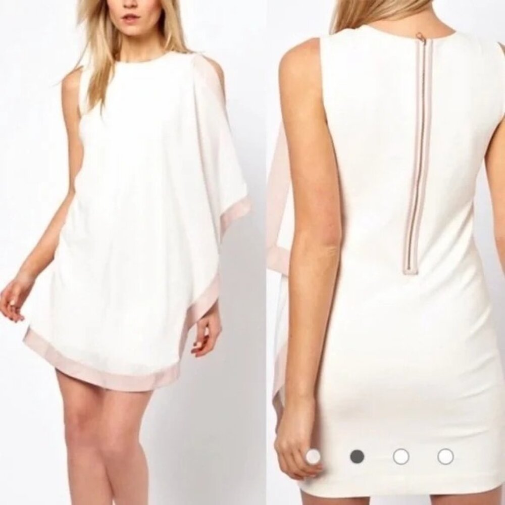 Ted Baker‎ London Bolty Draped White Sleeveless Asymmetrical Sheath Dress Size 0